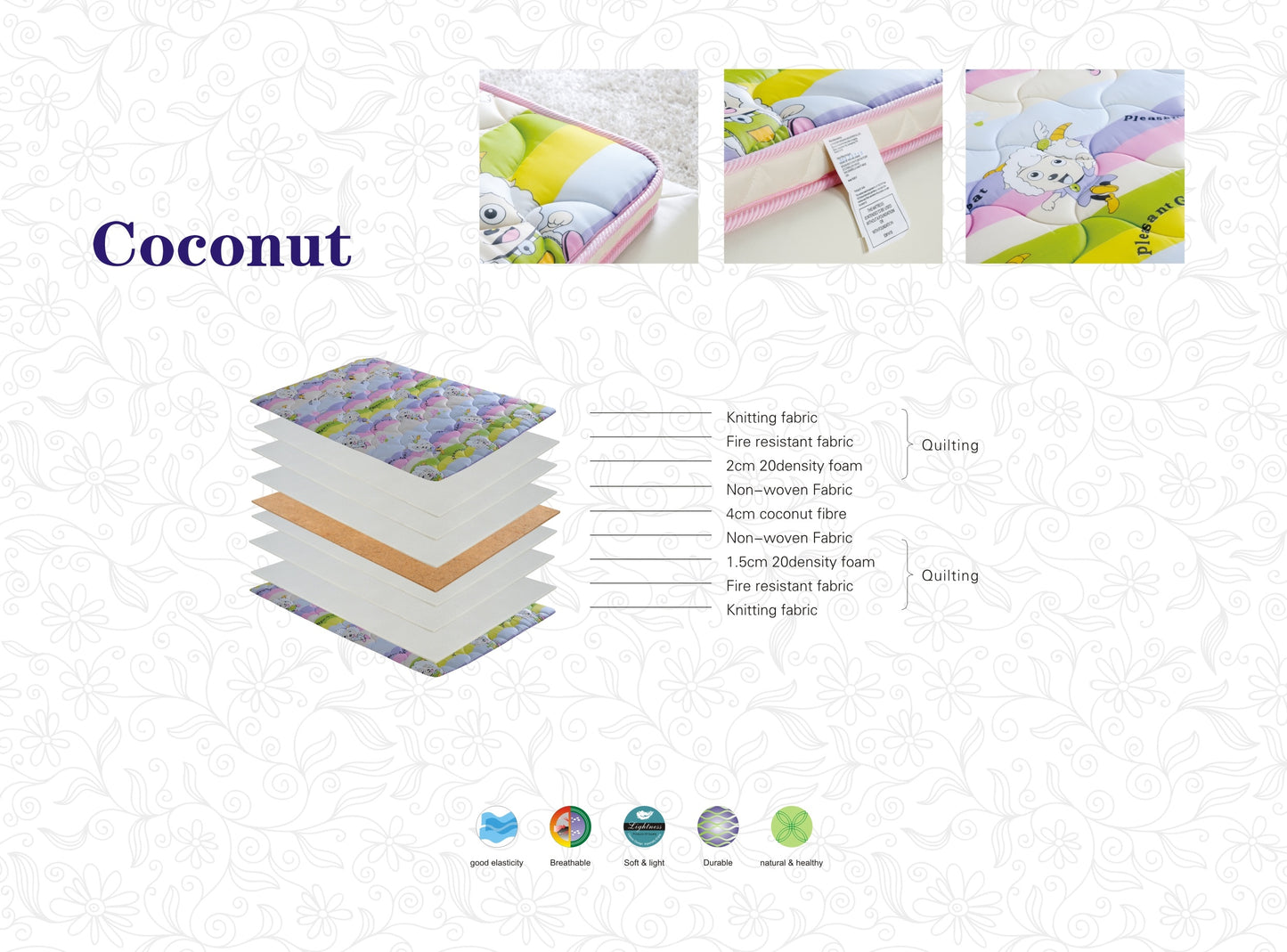 Coconut 3" (Firmness Index 硬度: 10) - Coconut Fiber Mattress 椰棕床垫